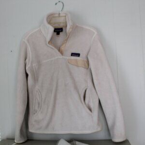Patagonia White Fuzzy Fleece Small Snap Polartec Thermal Pro Pull Over